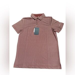 Boston Scott Golf Boys’ Junior Stretch Polo Shirt burgundy dot UPF50 Size M NWT
